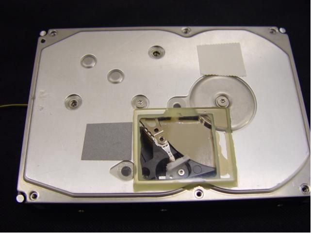 Window in HDD cover.