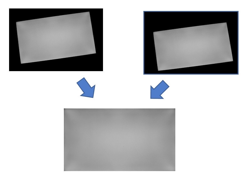 RADA automatically rotates and crops images to align images for measurement. RADA can be used to report corner pixel locations for both actual HUD projections and ghost images.