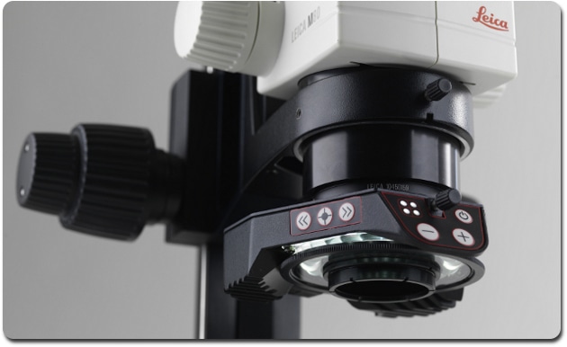 Modern stereo microscope illumination systems are based on long-lasting LEDs and provide unique ways to integrate the solution into the overall microscope system. Highly integrated ring light with applied polarizer to reduce glare on the specimen.