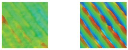 Images taken with Standard PSI (left) and AcuityXR PSI (right) shows vast improvement in AcuityXR PSI in the ability to make images less pixilated while showing the proper structure on the sample.